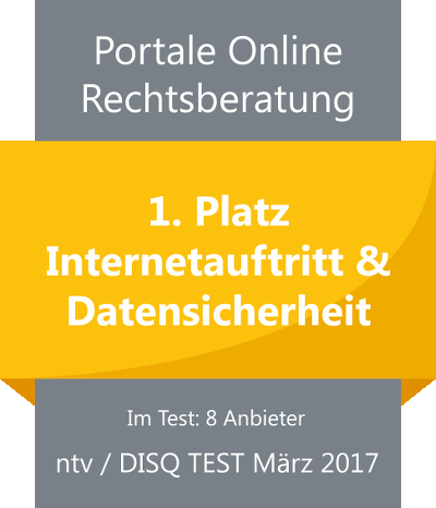 1. Platz Internetauftritt und Datensicherheit